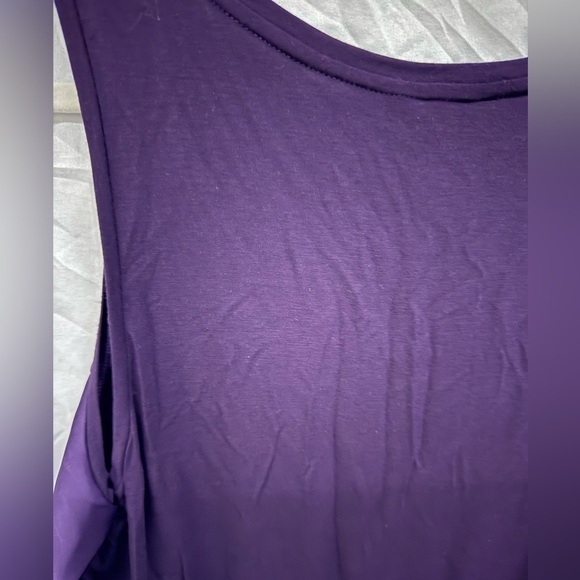 Ann Taylor Layered Tank Top Scoop Neck Lined Stretch Purple Satin Women Large - Picture 8 of 9